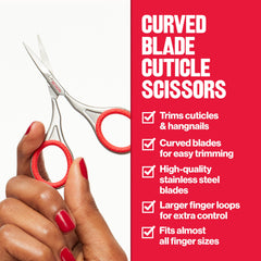 Revlon cuticle scissors with durable tempered steel for longevity.