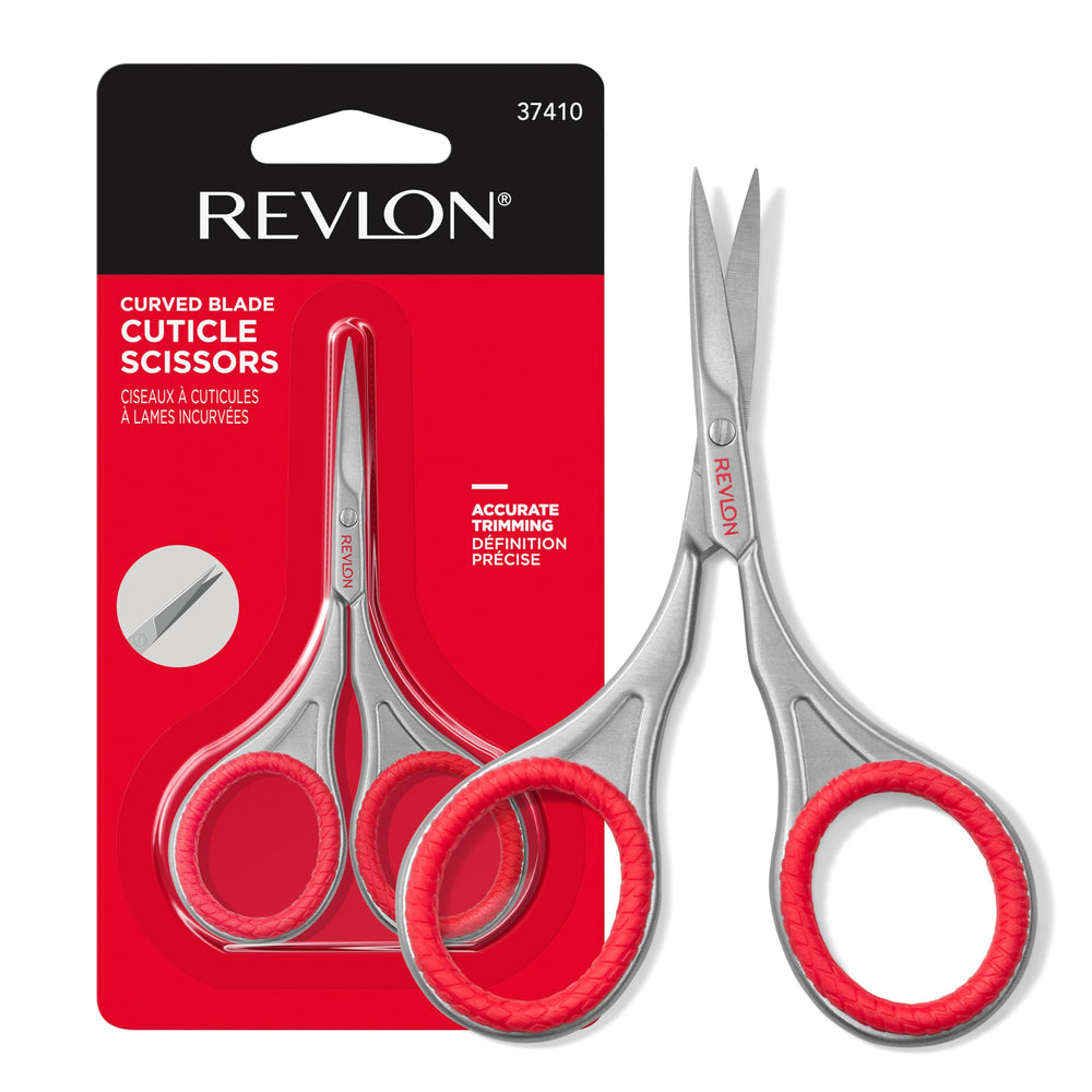 Revlon cuticle scissors ultra-fine curved blade for precise trimming.