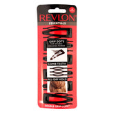 REVLON Double Grip Clips packaging showcases the 6-count black set for all-day hold.