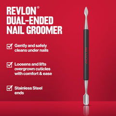 Revlon nail groomer flat edge pushes back cuticles for neat, salon-like prep