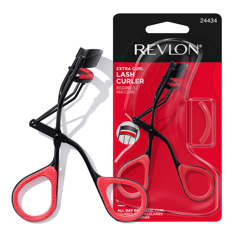 Revlon Extra Curl Lash Curler in closed position showing compact design for all-day curl.