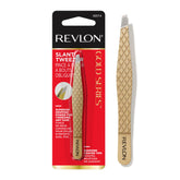REVLON Gold Series Slant Tip Tweezers with ultra-sharp tips for precise eyebrow shaping.