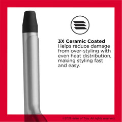 REVLON Perfect Heat curling iron in use highlighting ergonomic handle for comfortable styling.