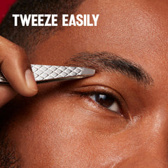 REVLON slanted-tip tweezers with ultra-sharp tips for precise plucking.