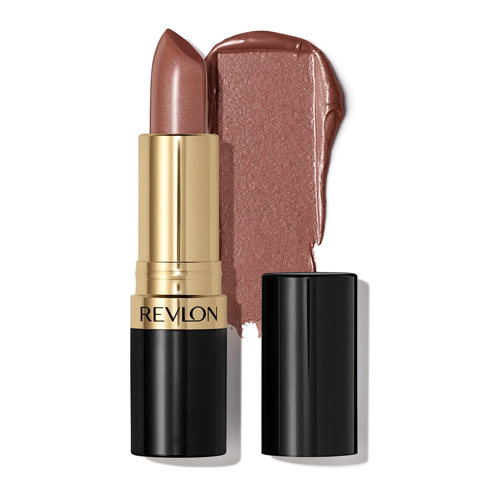Revlon Super Lustrous Lipstick Caramel Glace swatch shows creamy, richly pigmented color for daily wear.