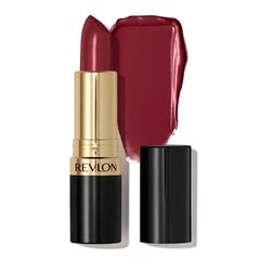 REVLON Super Lustrous Lipstick Raisin Rage close-up swatch with rich color and smooth glide.