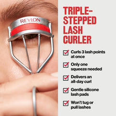 REVLON triple-stepped lash curler interlock action for full-lash lift