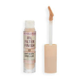 Revolution IRL Filter Finish Concealer packaging highlights vegan formula.