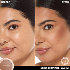 Revolution Mega Bronzer Powder applied to cheekbones for contour and warmth.