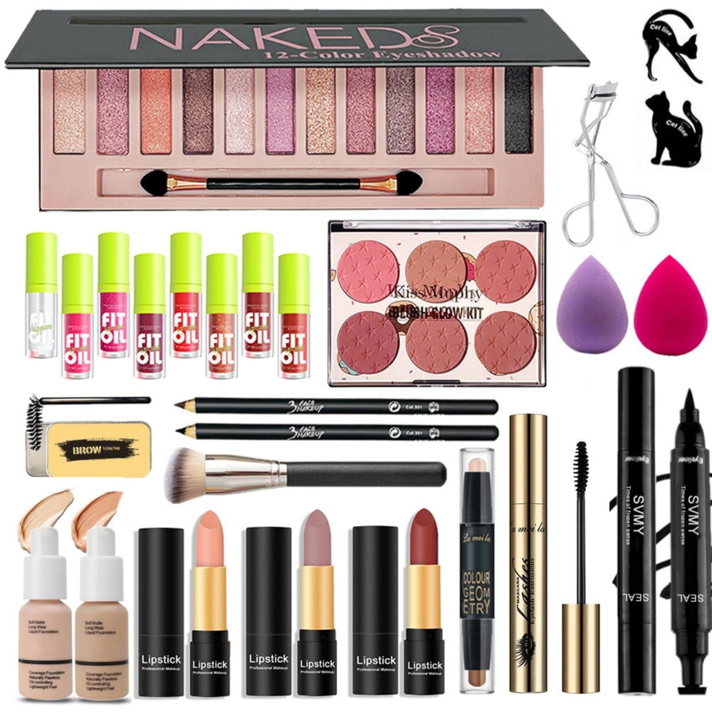 Revonext kit maquillaje 28 piezas en caja, ideal para iniciar con un estilo completo.