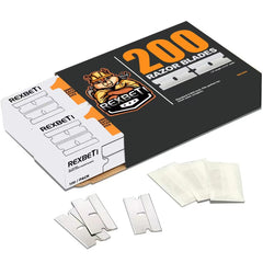 REXBETI 200pcs blades pack – sturdy steel blades for durable scraping.