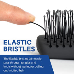 RHOS brush closeup highlights round-tip nylon bristles for gentle detangling