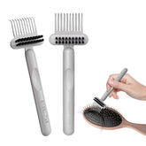 RHOS hairbrush cleaning tool 2in1 claws gray demonstrates dual action for brushes