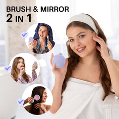 RHOS brush close-up shows soft nylon bristles for gentle detangling