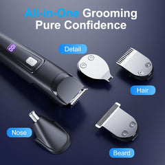 RICAF 15-piece grooming kit with multiple attachments enables precise beard and hair styling