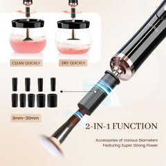 RICRIS brush spinner attachment in use to rinse brushes quickly