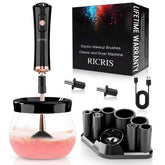 RICRIS electric makeup brush cleaner in action, fast cleaning