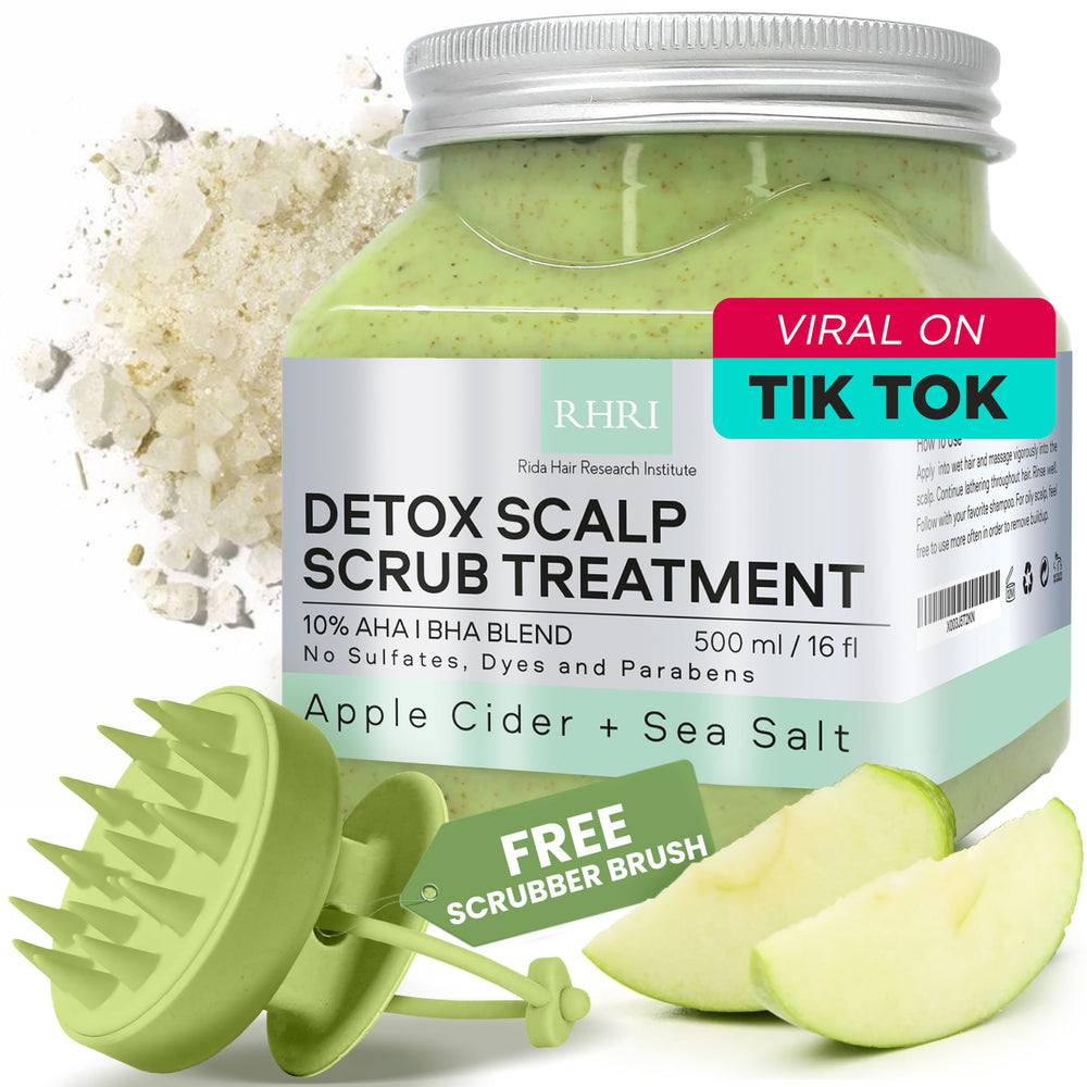 Rida exfoliante capilar verde, botella para detox del cuero cabelludo