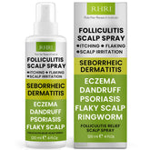 Rida Folliculitis Scalp Spray bottle illustrating itch relief on irritated scalp