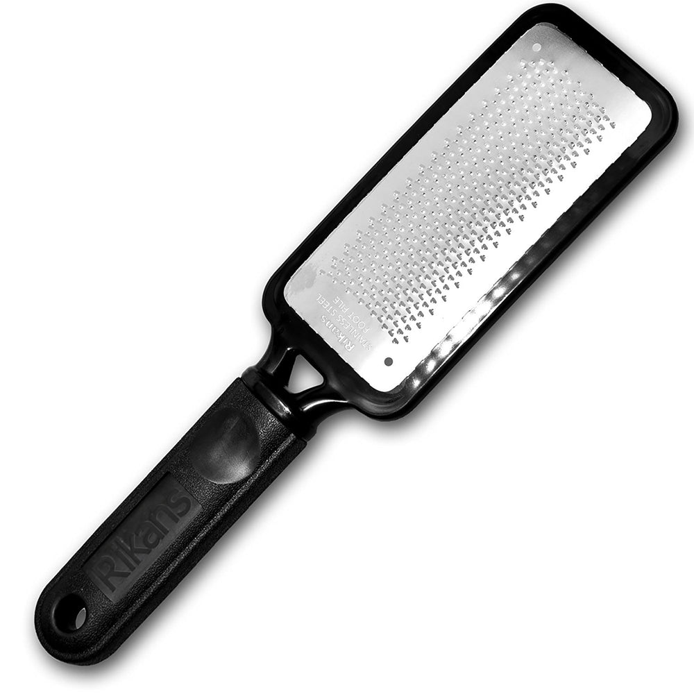 Rikans Colossal Foot rasp heel file showing smooth steel surface for gentle smoothing.