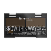 Rimmel Brow This Way kit powder in dark brown provides defined, natural-looking brows.