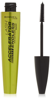 Rimmel Lash Accelerator Endless Volume Mascara brush in action for precise lash separation.