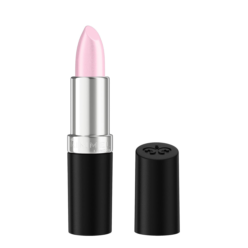 Rimmel Lasting Finish Lipstick Candy tube shows bold color payoff.