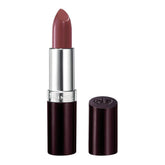 Rimmel Lasting Finish Lipstick Coffee Shimmer swatch showing rich color and glow.