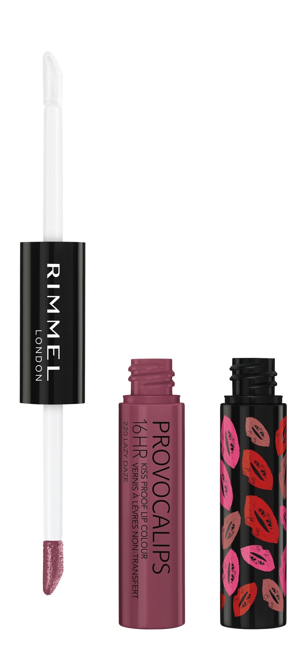 Rimmel Provocalips lip color application close-up showing long-lasting wear and shine