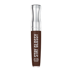 Rimmel Stay Glossy Cocoa Kiss bottle shows rich color and shine