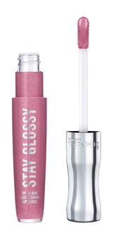 Rimmel Stay Glossy lip gloss packaging showing portable tube design and branding.