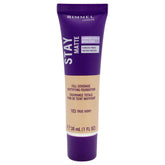 Rimmel Stay Matte Foundation bottle close-up for all-day shine control.