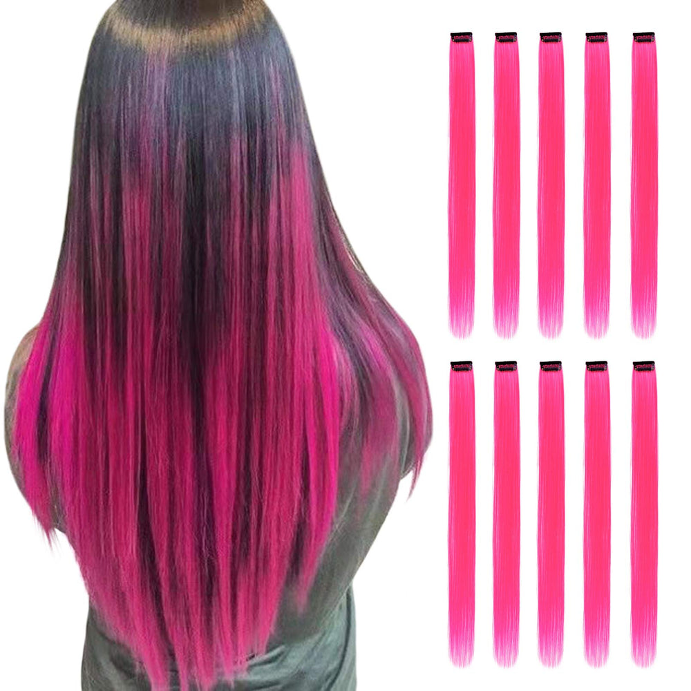 RINBOOOL pink hair extensions clip-in 22inch packaging demonstrates easy travel storage