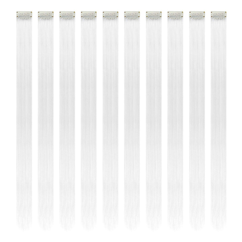 RINBOOOL white clip-in hair extensions in 22-inch length for instant length