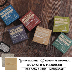 Rinse & Robust barra jabón nuez, exfoliación suave para la piel.