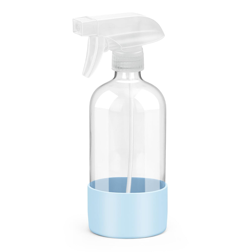 Rionisor blue glass spray bottle ready for versatile cleaning and fragrance use