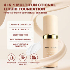 Rise Luxus Ultrablend foundation swatch reveals even tone and healthy glow.