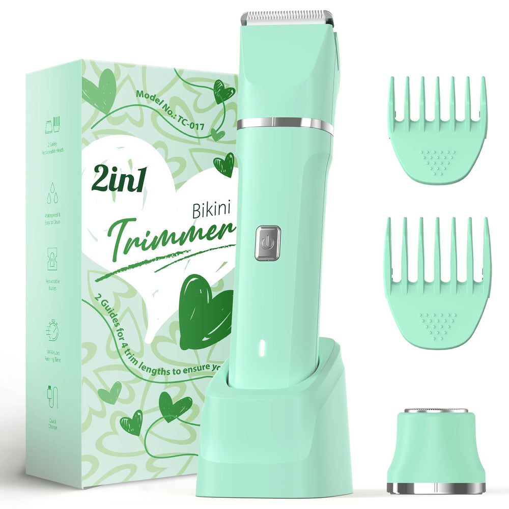 Risina bikini trimmer dual-head close-up for precise grooming in sensitive areas.