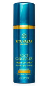 Rita Hazan Root Concealer Spray shows precise nozzle application for gray coverage