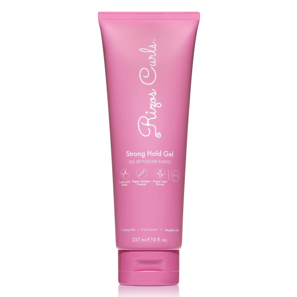 Rizos Curls Gel fuerte sostenido para rizos definidos y sin frizz.