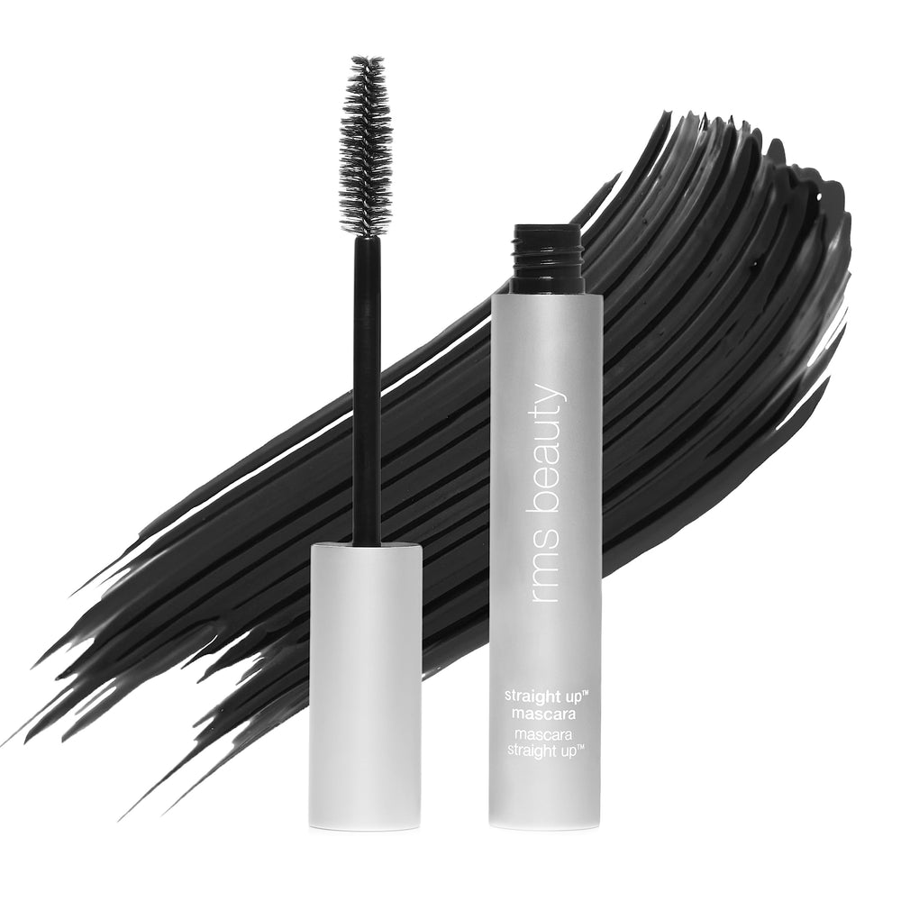RMS Beauty Straight Up Volumizing Mascara, enfoque de aplicación para volumen y alargamiento