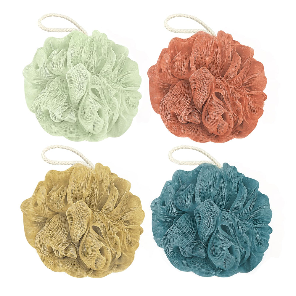 RNOAFMU shower loofah in yellow creating rich lather for daily cleansing