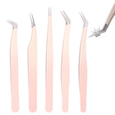 Rnodoilkfly 5Pcs lash extension tweezers with straight tip for precise lash placement.