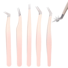 Rnodoilkfly 5Pcs lash extension tweezers with straight tip for precise lash placement.