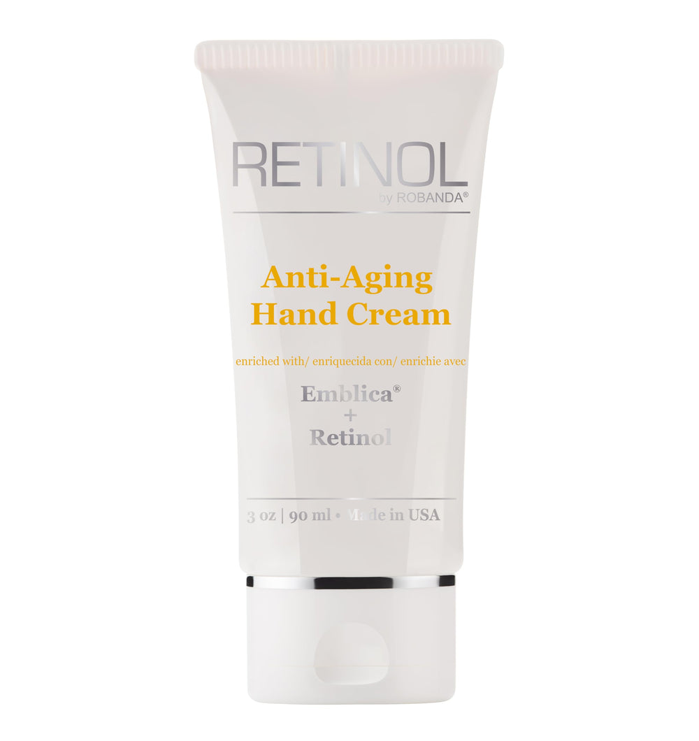 Robanda crema de manos con retinol, textura suave para piel más lisa.