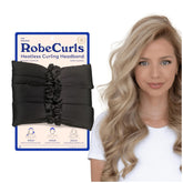 RobeCurls Original heatless curler headband worn overnight for reliable curls.