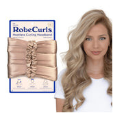 RobeCurls Original heatless curler set with secure overnight satin headband.