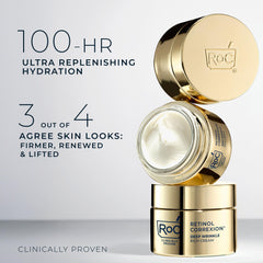 RoC Deep Wrinkle Rich Cream applied on hand reveals creamy texture.