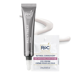 RoC Derm Correxion Fill + Treat serum bottle for convenient daily wrinkle care.