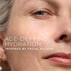RoC Dual-Fill technology graphic illustrating skin plumping across ages